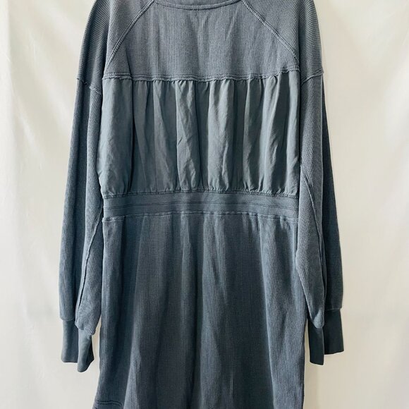 Anthropologie Daily Practice Womens Blue Waffle Knit Utility Mini Dress Size L - Picture 12 of 12